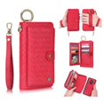thumbnail image 1 of Galaxy S9 Plus Wallet Detachable Case, Dteck [wrist band][14 Card Slots] Zipper Purse Phone Case Multi-functional Folio Flip Weave PU Leather Removable Magnetic Back Cover For Samsung Galaxy S9+,Red, 1 of 8
