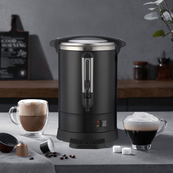 Coffee Urn - 12L/3.2 gal Double Wall Electric Coffee Maker, 80 Cup Commercial Quick Brewing Hot Beverage Dispenser, Large Capacity Stainless Steel Hot Water Urn for Buffet Party Meeting Rooms