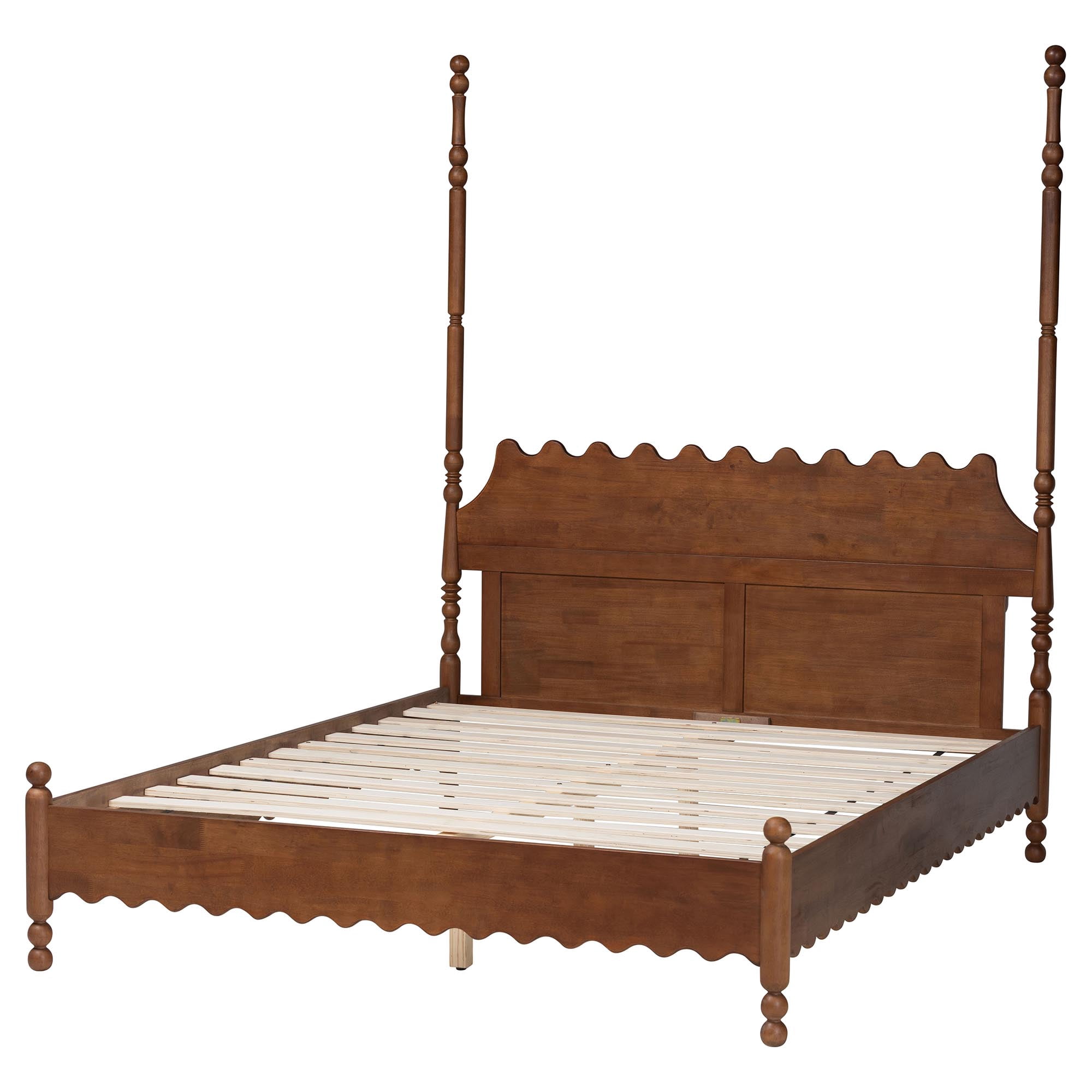 Baxton Studio Hoffman Modern Farmhouse Platform Bed, Queen, Walnut Brown