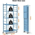 thumbnail image 3 of Storage Shelves with 20 Hooks, 5-Tier Foldable Shelf for Storage, Folding Shelf Unit Pantry Shelves with Wheels, Standing Shelving Unit for Kitchen Garage  Office Room Greenhouse, Blue, 3 of 7