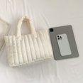 thumbnail image 3 of Bolso Con Asa Superior Bolsas acolchadas con asa superior Bolso acolchada de algodón informal para vacaciones de fin de semana (Beige), 3 of 8