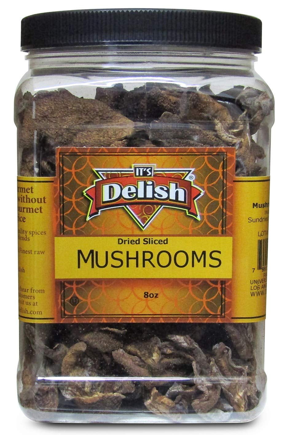Dried Mushroom Slices Boletus Luteus by It's Delish, 8 Oz Jumbo Reusable Container  Chilean Sundried Dehydrated and Sliced Mushrooms for Cooking and Flavoring