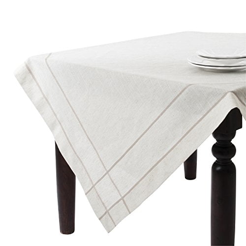 SARO LIFESTYLE 13176.N72S Drawn Work Design Tablecloth, Natural, 72"