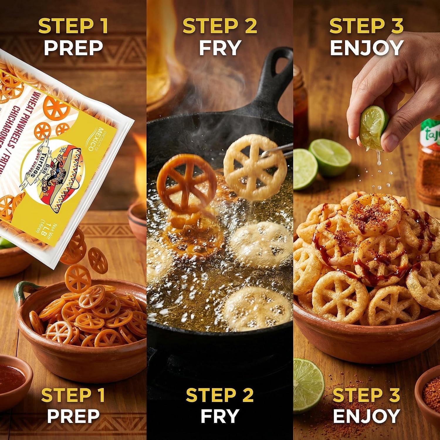 Duritos (Duros) Pinwheels Wheat Snacks 1LB - Mexican Wheat Wheel Pasta - Chicharrones De Harina by DonTurinos