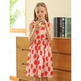 thumbnail image 4 of Aideaone Girls Dresses Sleeveless Summer Dress Bowknot Strap Strawberry V Neck Sundress Pink 3-10T, 4 of 8