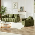 thumbnail image 3 of Teddy Cloud Sofa Couch, Comfy Deep Seat Modern Lounge Chair Cushions, Upholstered 3 Seater + 1 Seater  Oversized Couch, Apartment Sofa Furniture for Living Room Office, Green, 3 of 9