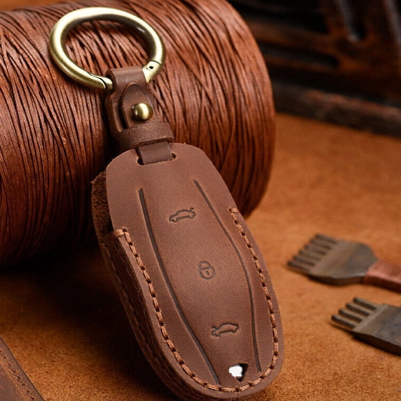 Leather Car Remote Key Fob Case Cover Holder Shell For Tesla Model 3 S X Y New