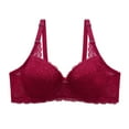 thumbnail image 2 of YWDJ Bras for Women Push up and Padded Lounge Bras No Wires Comfortable Bras Adjustable Straps Half Cup Hollow Bras Padded Lace Comfy Bras Wrap Solid Sleep Bras Wine 40, 2 of 9