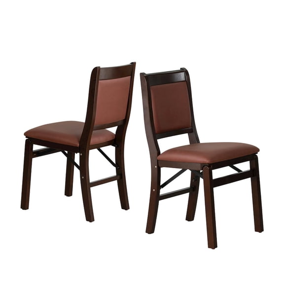East West Furniture Waco Kitchen Chairs with PU Leather Seat, 3-X Back, Set of 2, Mahogany Wood