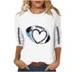 thumbnail image 2 of Heisall Womens Tops 3/4 Sleeve Round Neck Loose Casual Fashion T-Shirts Rugby Print, 2 of 3