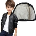 thumbnail image 1 of Chaqueta de cuero sintético para niños, chaqueta de cuero engrosada con forro polar para niños medianos y grandes, 1 of 6