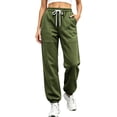 thumbnail image 2 of HomeDM Joggers for Women with Pockets Drawstring Loose Fit Sweatpants Army Green Lounge Pants for Workout Running Size 3XL, 2 of 5
