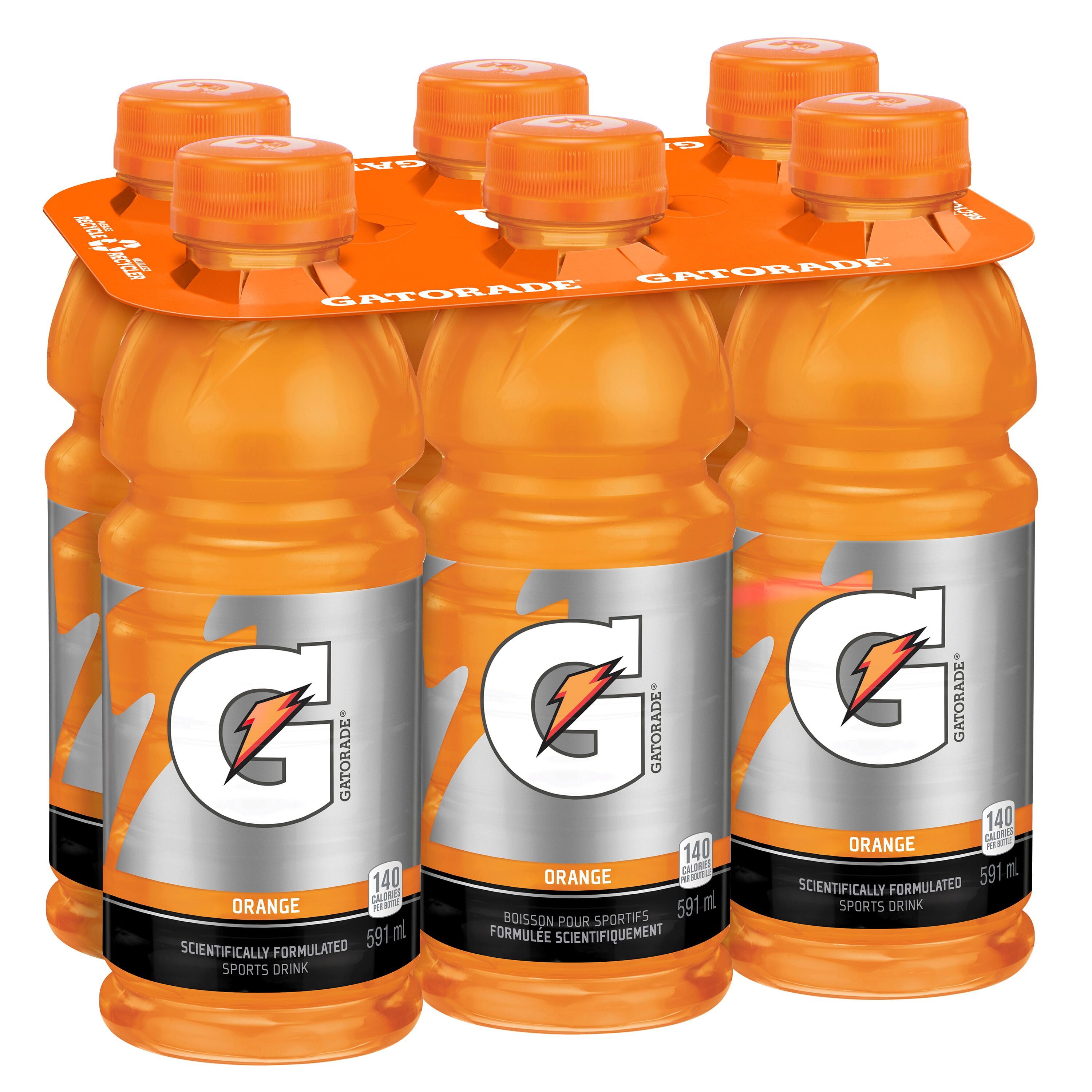 Gatorade Orange Boisson pour Sportifs 6 x 591 mL, Bouteilles 6x591mL