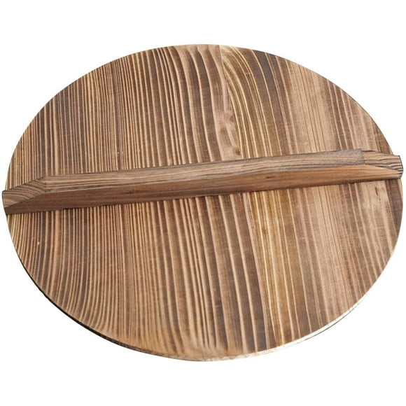 Natural Wood Wok lid, Wooden Wok Lid for Cast Iron Wok with Large Handle for Stir Fry Pan, Wood Pot Lid Cookware Part Iron Pot Cover Pan