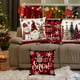 thumbnail image 4 of Juego de 4 fundas de almohada navideñas | Estampado de Papá Noel, muñeco de nieve y árbol de Navidad | Decoración navideña de poliéster de 45 x 45 cm | Fundas de cojín para dormitorio y sala de estar, 4 of 5