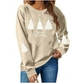 thumbnail image 2 of HOMBOM Womens Xmas Holiday Merry Christmas Sweatshirts Lightweight Pullover Crewneck Khaki Long Sleeve Tops for Ladies Casual, 2 of 6