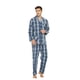 thumbnail image 5 of GLOBAL Conjunto de Pijama de Tejido Liso de Manga Larga para Hombre, Ropa de Dormir de Algodón, Ropa de Dormir Cómoda, Cuadros Azules Elegantes L, 5 of 7
