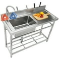 thumbnail image 1 of VEVOR Stainless Steel Utility Sink, Free Standing Single Bowl Commercial Kitchen Sink Set w/Workbench, 47 x 19.7 x 37.4 in Commercial Single Bowl Sinks for Garage, Restaurant, Laundry, NSF Certified, 1 of 9