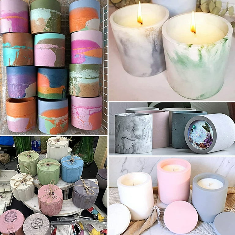 Cylinder Concrete Candle Vessel Mold Cement Candle Jar Silicone