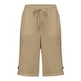 thumbnail image 5 of Cagogo Women's Drawstring Loose Shorts with Pockets Casual Vacation Beach Shorts Summer Elastic Waisted Comfortable Travel Trousers Fashion Outfits, Khaki 2XL, 5 of 5