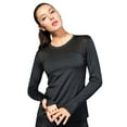 thumbnail image 6 of Women's Sports T-shirt Breathable & Stretchy Crew Neck Long Sleeves Tops with Quick Drying Mesh Panel , Sizes XS-XXL, 6 of 8