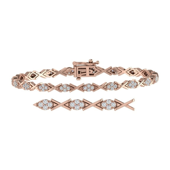 1 Carat Diamond Bracelet in 10K Rose Gold (7.5 Inch)