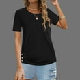 thumbnail image 5 of Fartey Plus Size Womens Summer Casual Shirts Fashion Simple Short Sleeve Solid Color Tops Loose Comfy Crew Neck T Shirts Soft Comfy Daily Blouses Black 3XL, 5 of 8