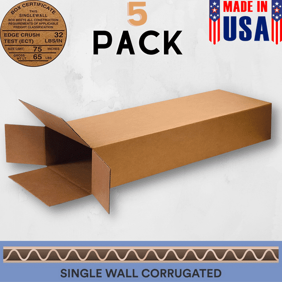 Electric Guitar Cardboard Box Side Loading Corrugated 18" L X 6"W X 45"H 5-Pack