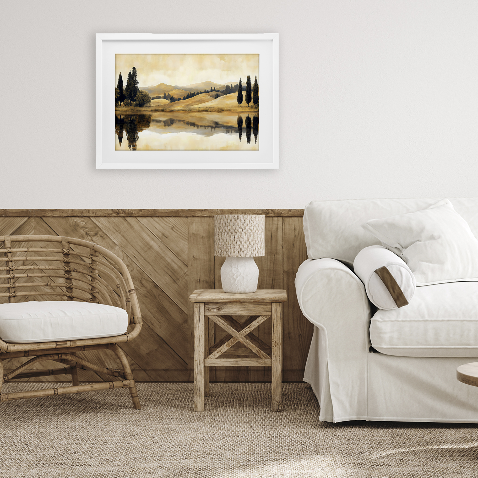 Stupell Industries Reflective Fields View White Framed Print Under Glass design by LSR Creative Studio, 17 x 23