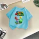 thumbnail image 3 of Camiseta de algodón de verano para niños y niñas con estampado de dibujos animados de Mario, cómoda y informal, con diseño de Sunshine, para juego de bebés y niños, 3 of 5