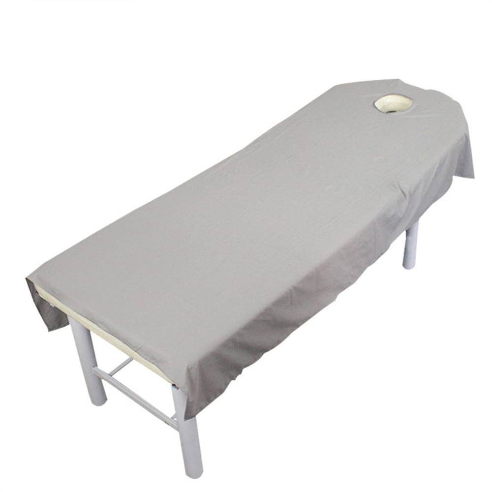 Massage Table Sheet with Face Hole Washable Reusable Massage Table Cover Solid Color Washable Reusable for Beauty Salon Massage Table Sheet with Face Hole Massage Table  Gray 120cmx190cm Opening - image 1 of 7