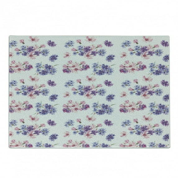 Watercolor Cutting Board, Floral Pattern with Wedding Inspired Blossoming Nature Bridal Bouquet, Decorative Tempered Glass Cutting and Serving Board, Small Size, Lilac Lavender Pink, by Ambesonne
