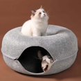 thumbnail image 3 of Tienda de campaña perfecl hecha a mano para gatos con cama de fieltro juguete interactivo extraíble Gris claro, 3 of 7