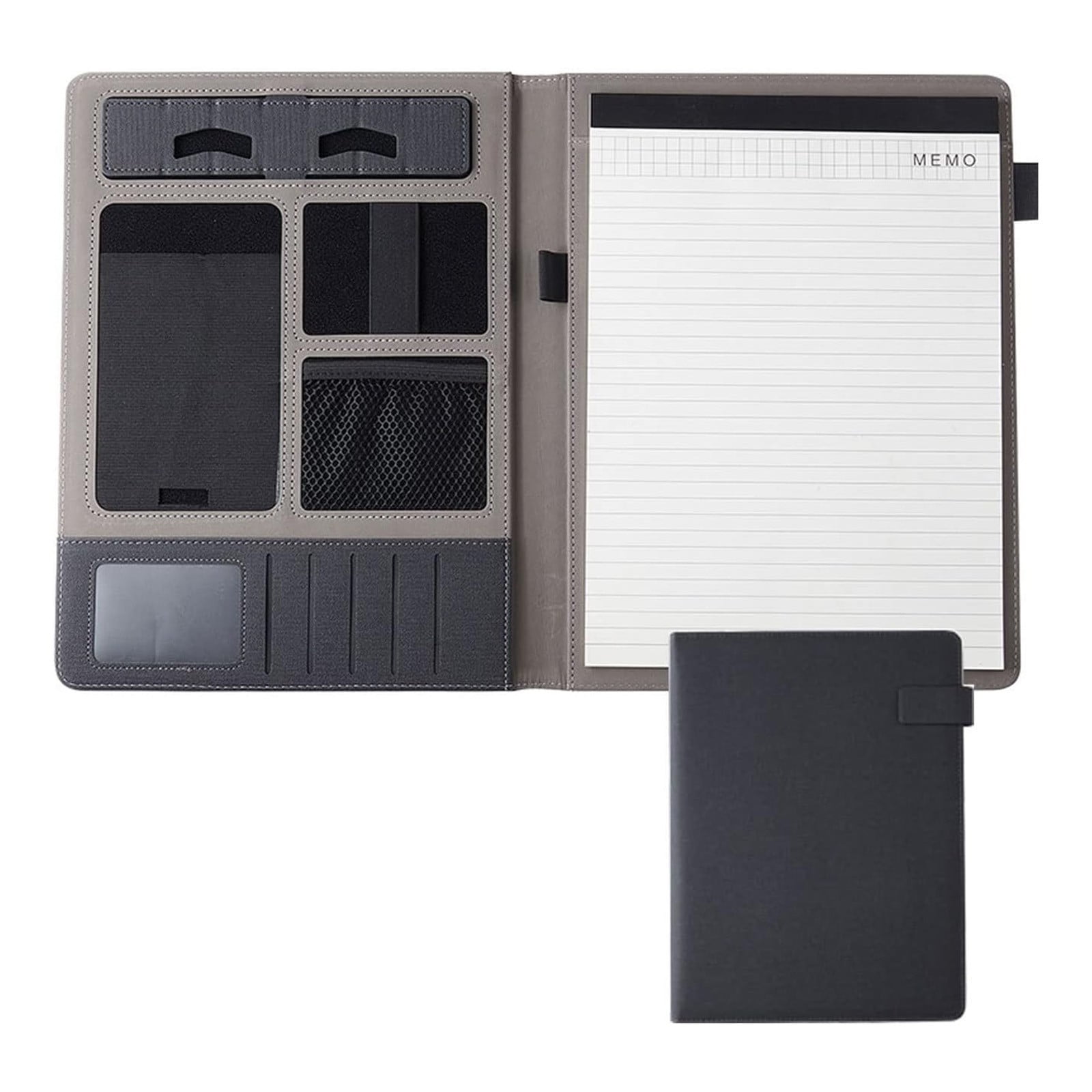 HandyHome Clasp Portfolio Folder, Multifunctional Organizer Including Phone Stand, Multiple Pockets, Pen Holder, Card Slots&Anti-Slip Elastic Band for Office Meetings, Teaching Training