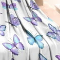 thumbnail image 3 of Purple Blue Butterfly Pattern Blanket,Comfortable Soft Flannel Throw Blanket,All Season,Warm Lightweight Blankets for Sofa Bed Couch Living Room Chair,30"x40", 3 of 4