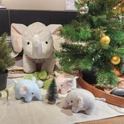 WEIGEDU Elephant Stuffed Animals for Girls Boys Birthday Playmate Gifts- 4 in 1 Plush Toy Mommy Elephant PlaySet with 3 Babies Doll Surprise Toys, 14 inches