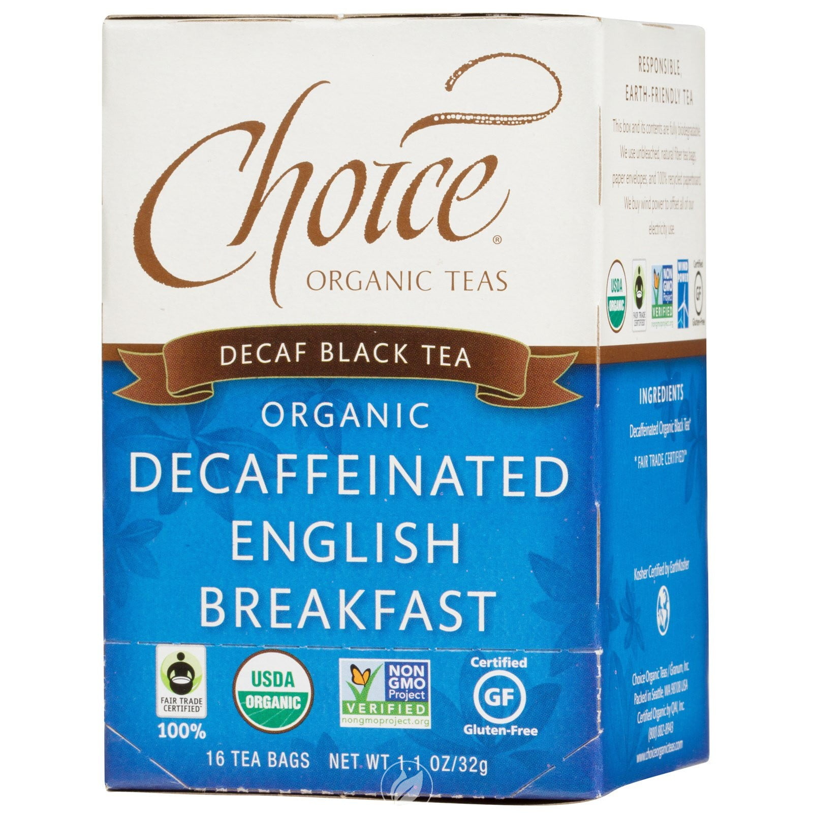 Choice Organic Teas Decaffeinated English Breakfast 16 Bag Walmart