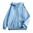 thumbnail image 6 of POROPL Sweatshirts for Women,Zip Up Hoodie Oversized Casual Long Sleeve Fleece Jacket with Pockets, 6 of 7