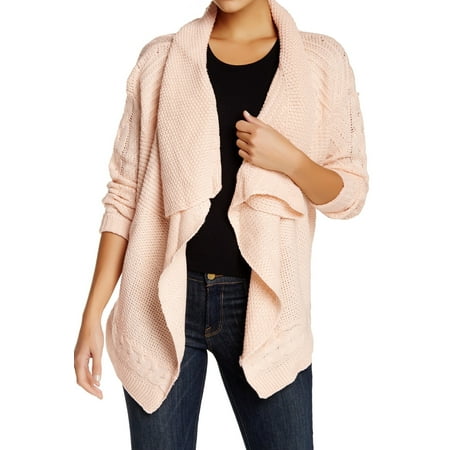 woven heart flyaway cardigan sweater womens pink