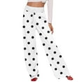 thumbnail image 2 of Women Winter Soild Color Pants Full Length Long Trousers Sports Pants with Dot Print and Drawstring for Casual and Stylish Wear,White,S, 2 of 8