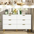 thumbnail image 2 of Fluted 6 Drawer Double Dresser, Wood Chest of Drawers, Modern Storage Cabinet for Living Room, Bedroom, 2 of 7