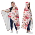 thumbnail image 2 of Wearable Blanket,Pink Christmas Red Truck and Snowman Pattern Hooded Wearable Sherpa Blanket for Adults & Teens,Winter Poncho Shawl Wrap Cape Thick Warm,60"x80", 2 of 5