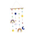 thumbnail image 1 of Adorno de pared de macramé con forma de arcoíris para la habitación del bebé, expositor de fotos colgante con pompón, luna, nube y estrellas, juguetes colgantes para cuna A, 1 of 8
