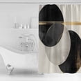 thumbnail image 2 of Abstract Art Shower Curtain, 60" x 72", Black Gold Circle Moon Stripe Mottled Geometric Waterproof Bathroom Curtain Washable Shower Curtain Set with 12 Hooks, 2 of 6