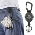 thumbnail image 2 of Uinagy Black Round Outdoor Mountaineering Easy-Pull Buckle Wire Rope Anti-Lost Anti-Theft Key Pendant Draft Elastic Telescopic Key Chain, 2 of 9