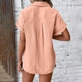 thumbnail image 5 of Olyvenn Button Down Shirts for Women Summer Casual Cotton Linen Tops Short Sleeve Lightweight Boho Shirt Gauze Blouses Pink XL, 5 of 7