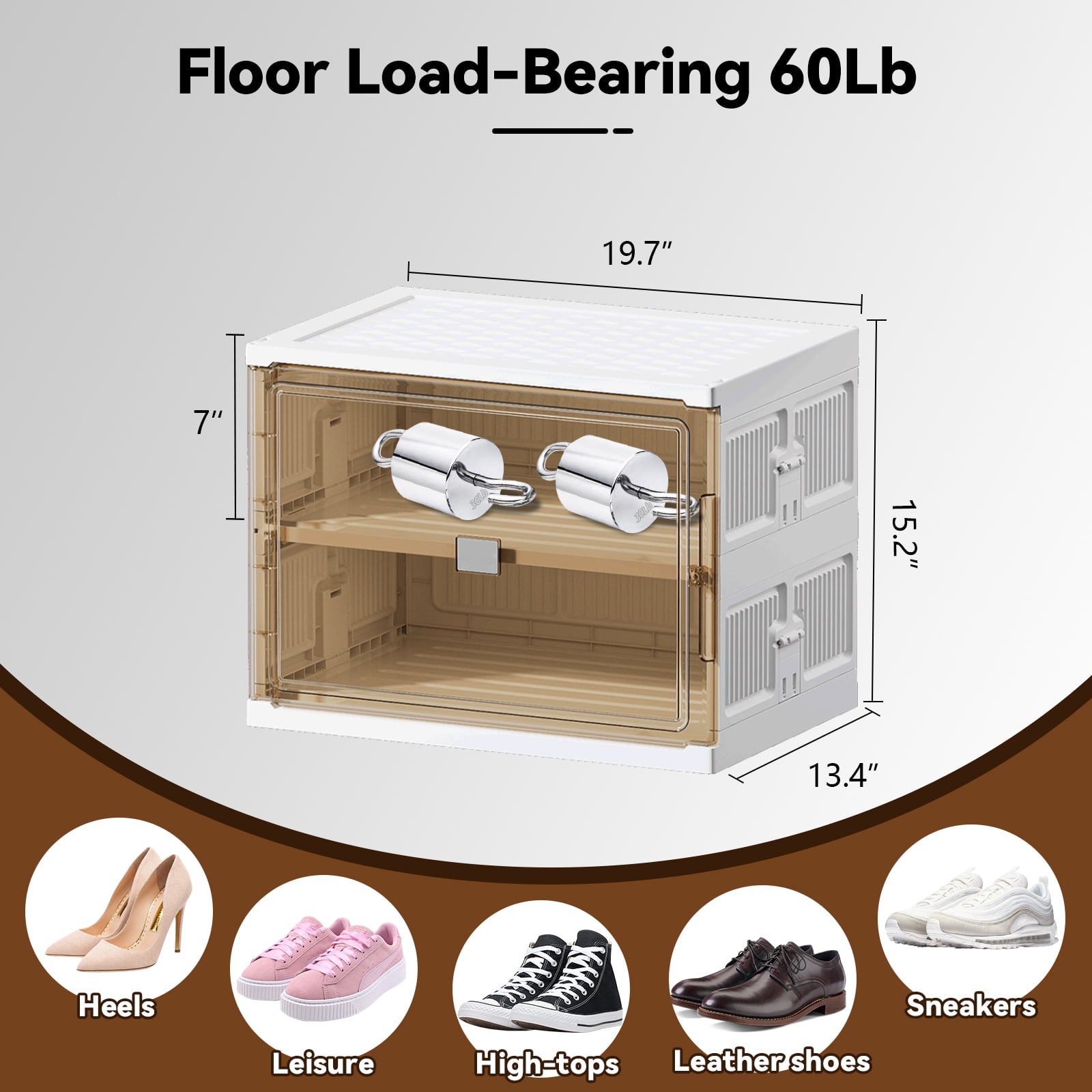 Jwesimple 6-Tier Foldable Shoe Rack Holds 24 Pairs, with Magnetic Clear Doors, Easy Assembly Storage Organizer