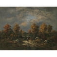 thumbnail image 2 of Narcisse-Virgile Diaz de La Peña 24x19 Black Ornate Framed Double Matted Museum Art Print Titled: Autumn; the Woodland Pond (1867), 2 of 5