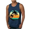 thumbnail image 2 of ZRGHAOYLQ Hawaiian Palm Tree Print Tank Tops for Men Summer Sleeveless Workout Tank Top Big and Tall Beach Vacation Shirts Casual Crewneck Tees Limited Time Deal, 2 of 5