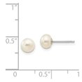 thumbnail image 3 of Real 14kt White Gold 5-6mm White Button FW Cultured Pearl Stud Post Earrings; for Adults and Teens; for Women and Men, 3 of 3